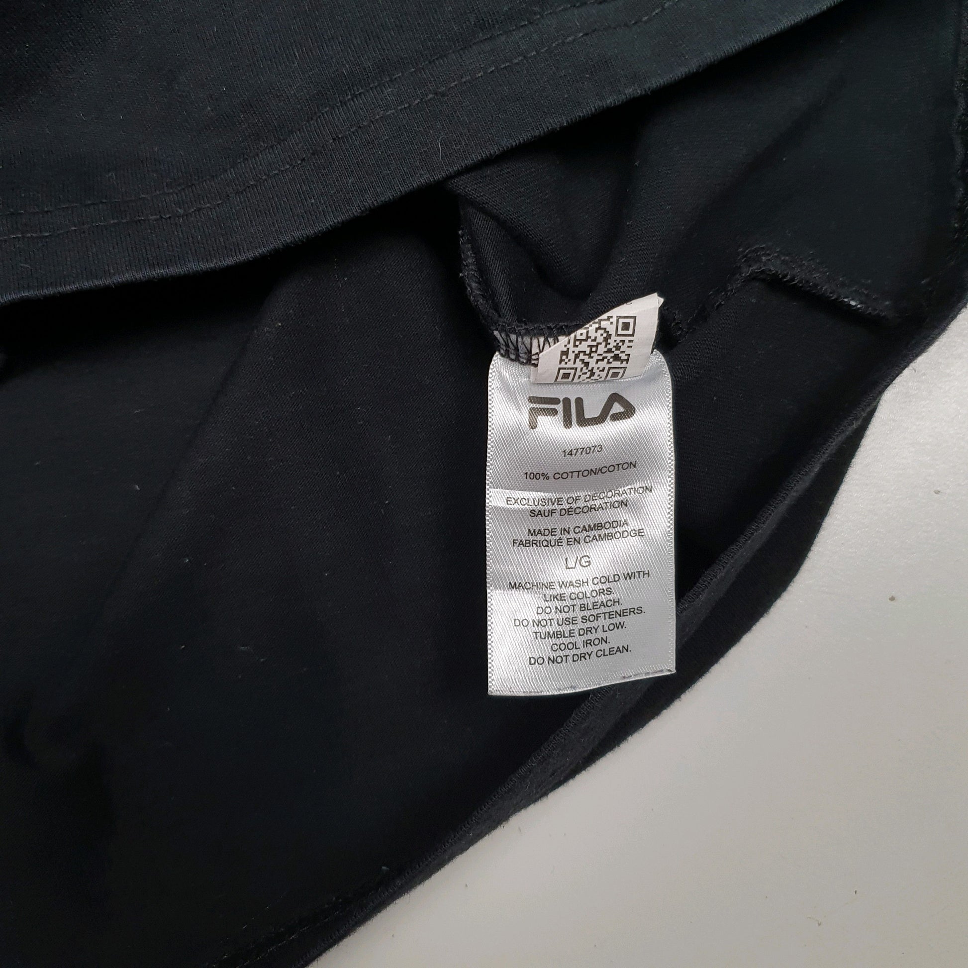 Mens Black Fila  Crewneck T Shirt