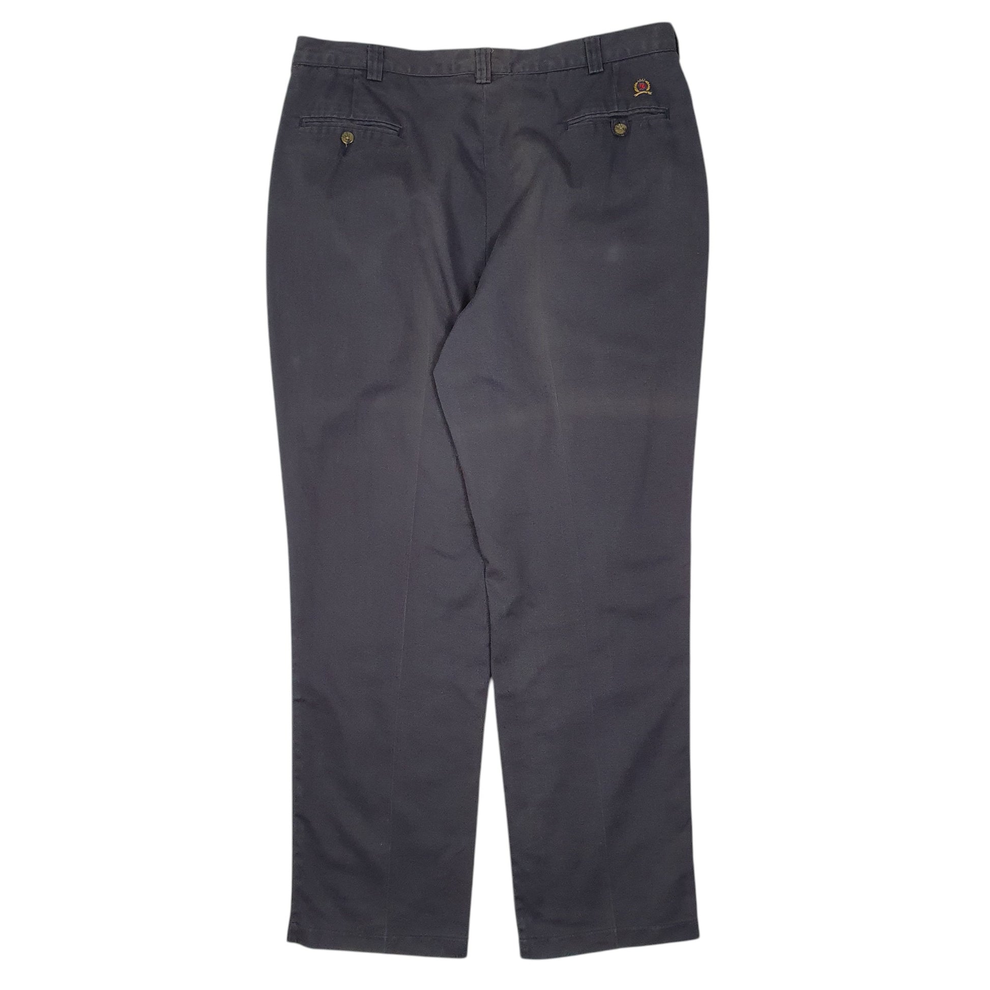 Mens Navy Tommy Hilfiger Vintage 2000s Double Pleated  Trousers