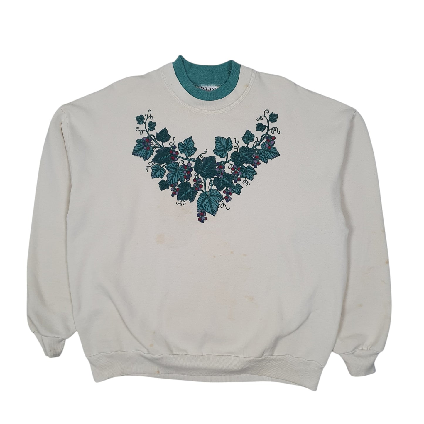 Mens Cream Whim Vintage 90s Floral Crewneck Jumper