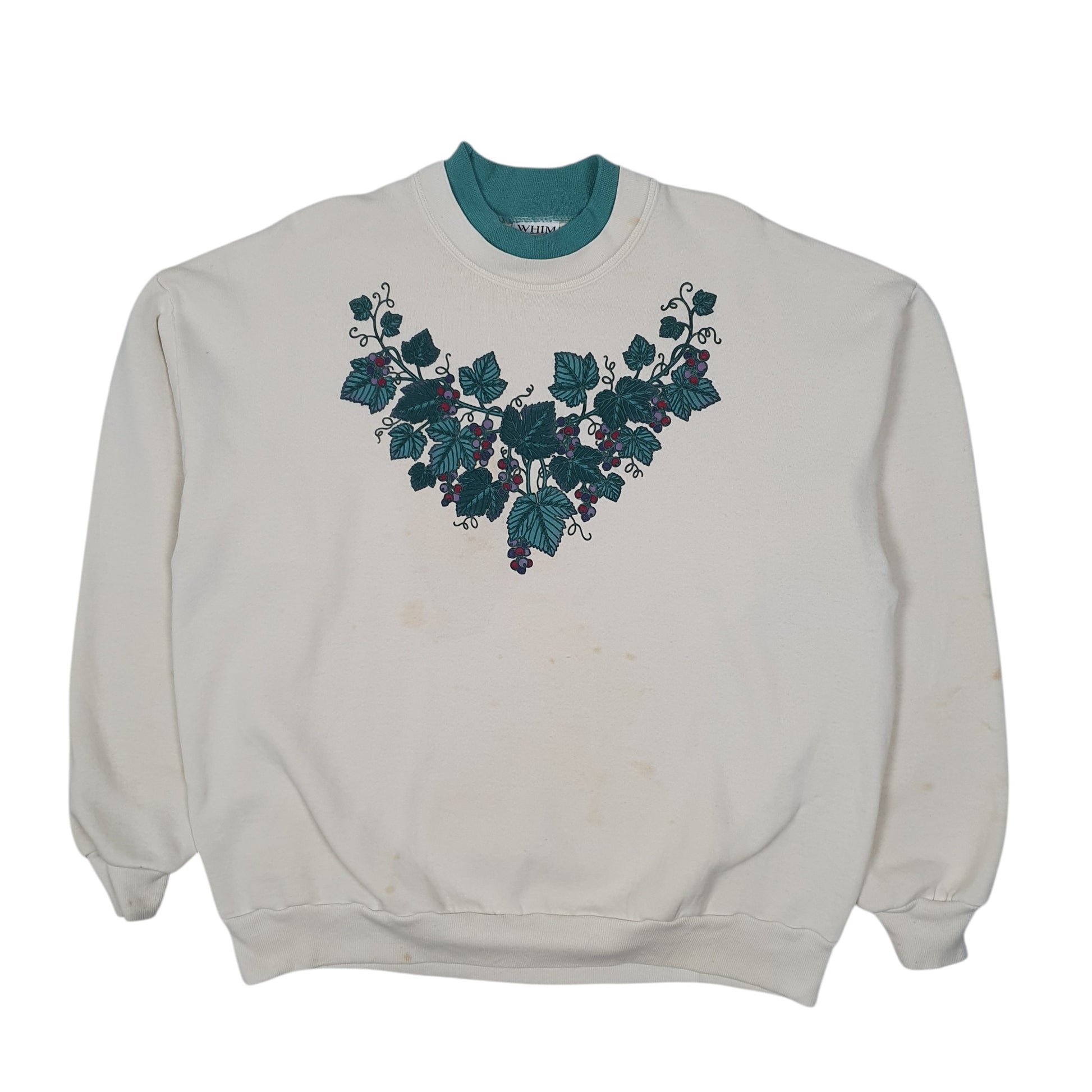 Mens Cream Whim Vintage 90s Floral Crewneck Jumper