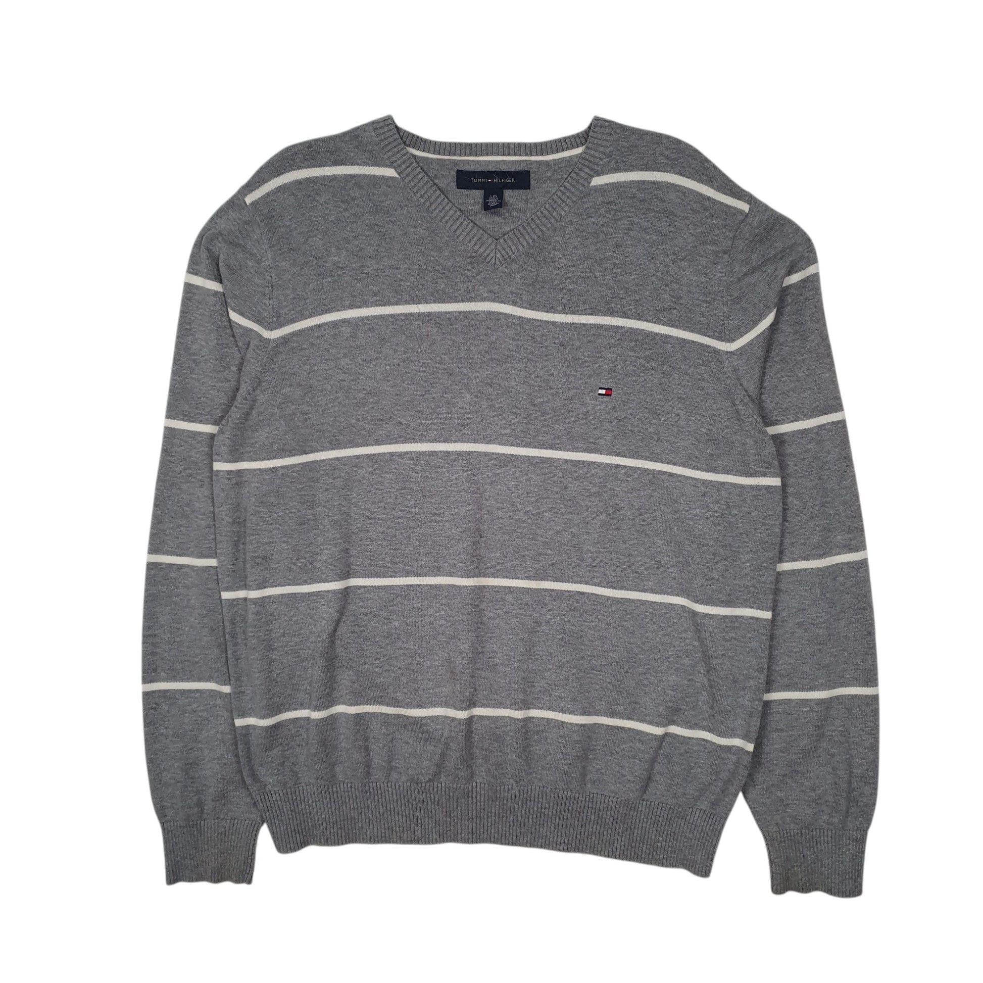 Mens Grey Tommy Hilfiger Lightweight V Neck Jumper