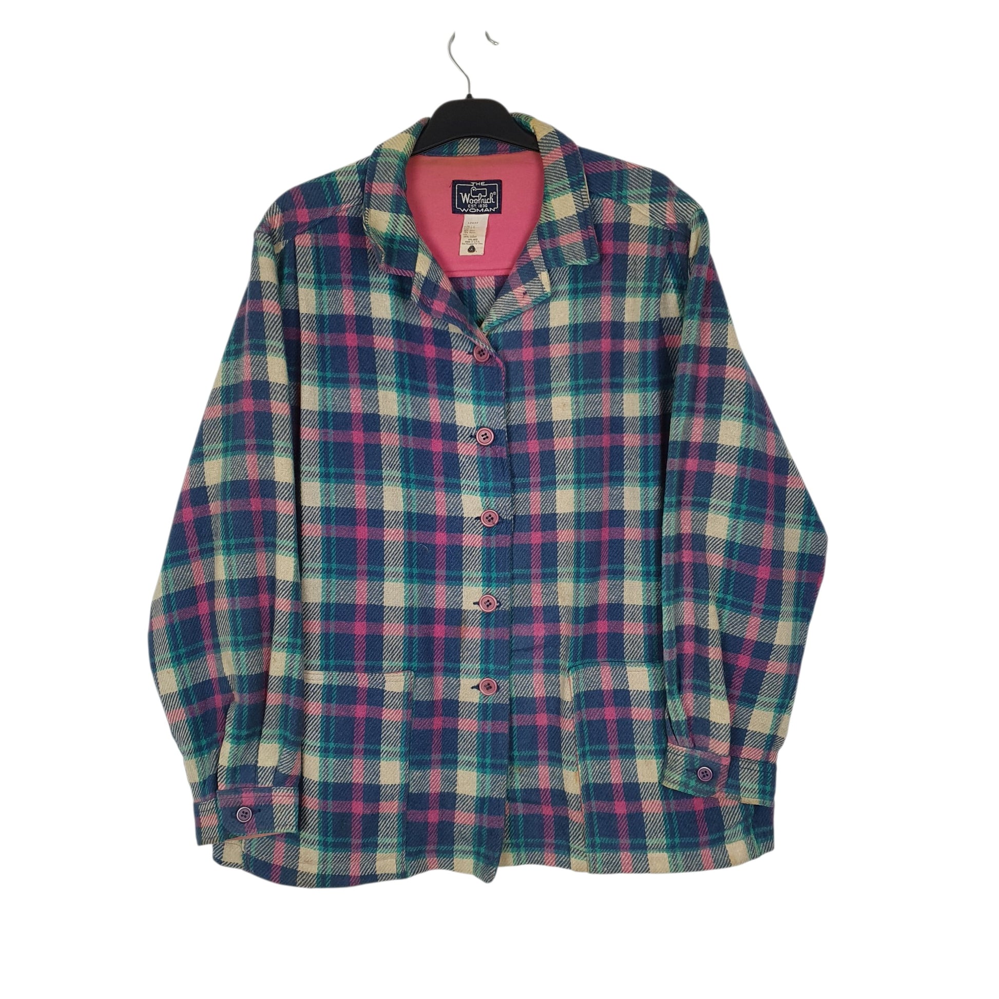 Womens Blue Woolrich Thick Shacket Jacket Vintage 1980s Long Sleeve Shirt