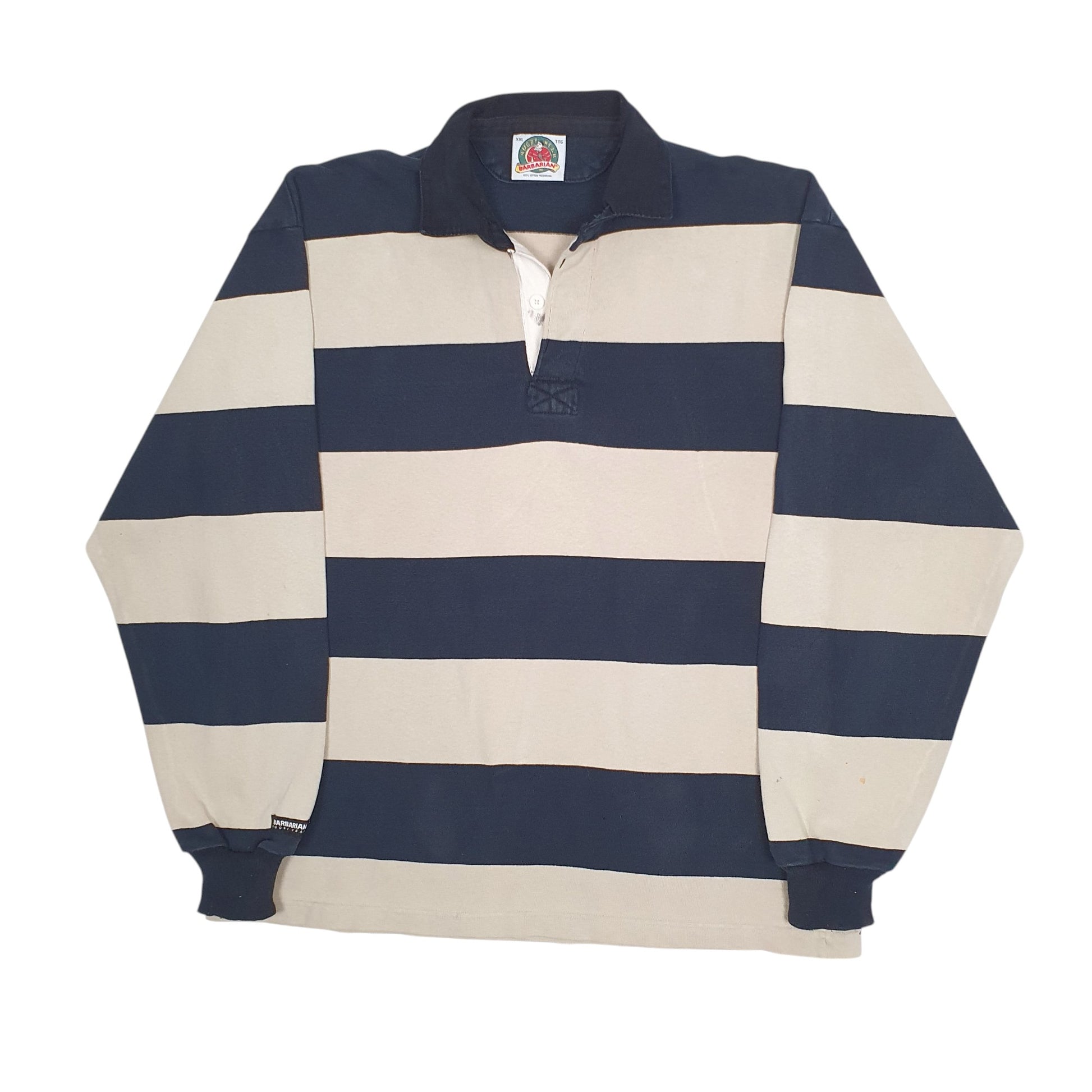 Mens Black Barbarian Rugby Long Sleeve Polo Shirt