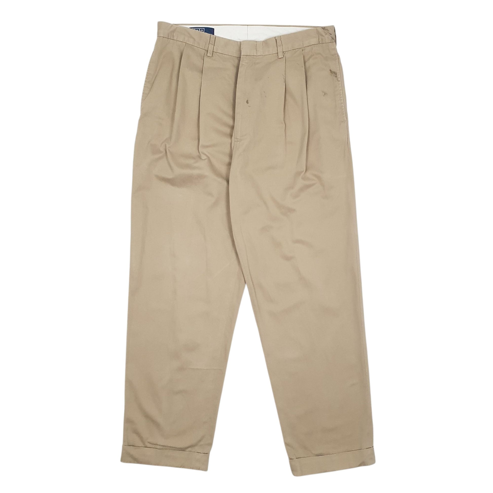 Mens Beige Polo Ralph Lauren Pleated Chino Trousers