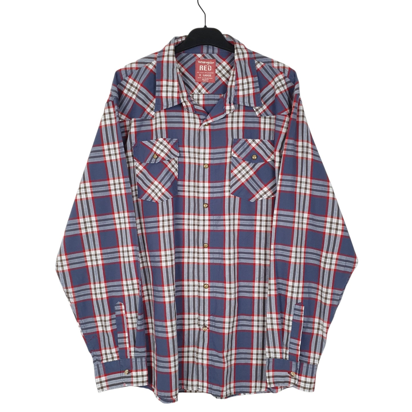 Mens Navy Wrangler Cowboy Pearl Snap Long Sleeve Shirt