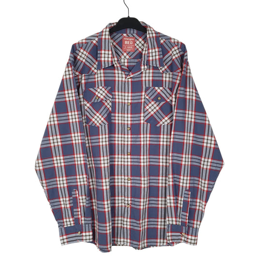 Mens Navy Wrangler Cowboy Pearl Snap Long Sleeve Shirt