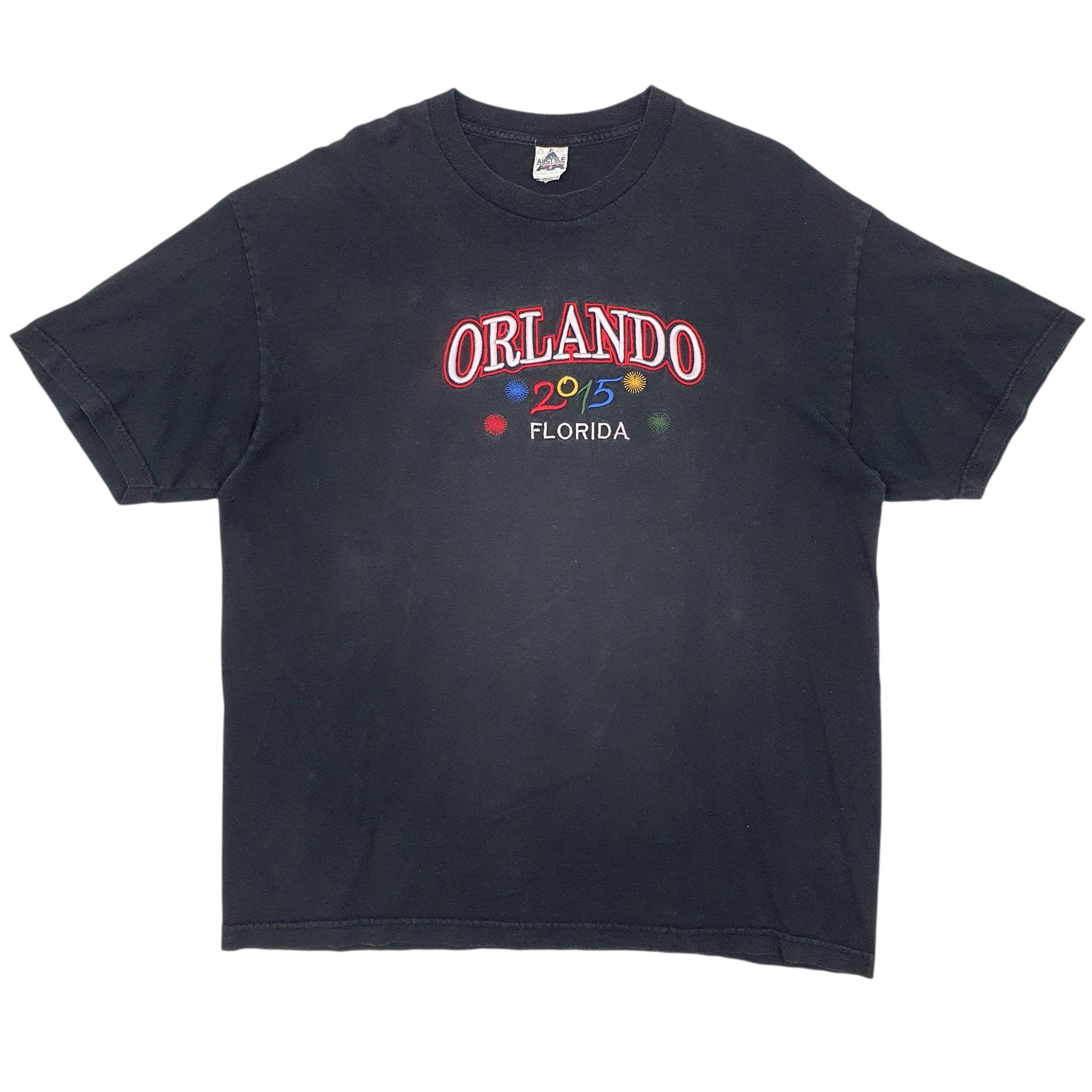 Mens Black Al Style Orlando Embroidered Short Sleeve T Shirt