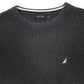 Mens Grey Nautica Waffle Knit Crewneck Jumper