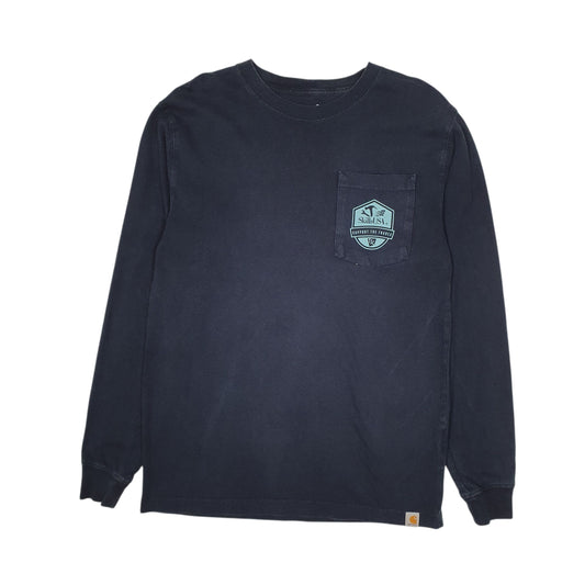 Mens Navy Carhartt  Long Sleeve T Shirt