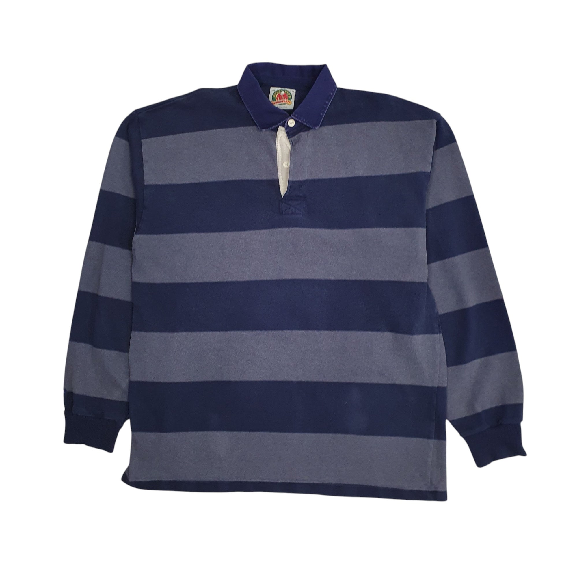 Mens Navy Barbarian Rugby Long Sleeve Polo Shirt