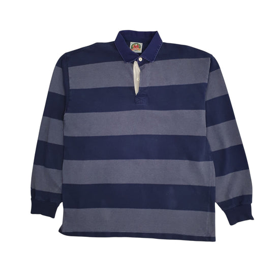 Mens Navy Barbarian Rugby Long Sleeve Polo Shirt