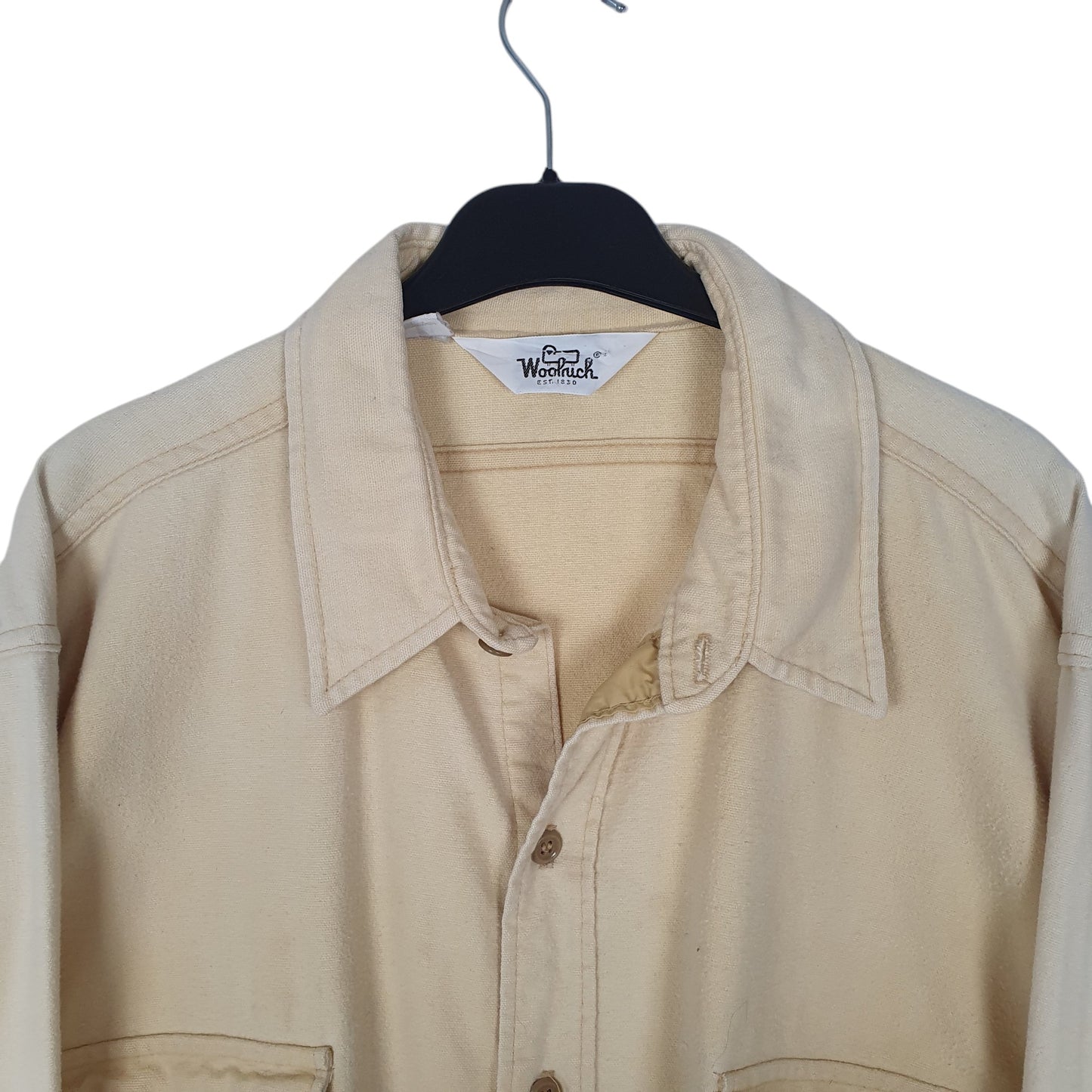 Mens Cream Woolrich Vintage 1980s Thick Chamois  Shirt