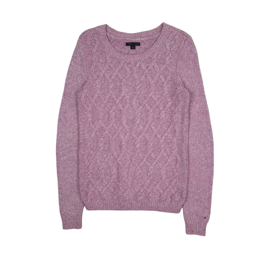Womens Pink Tommy Hilfiger Cable Knit Crewneck Jumper