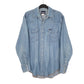 Mens Blue Wrangler Denim Pearl Snap Rodeo Long Sleeve Shirt