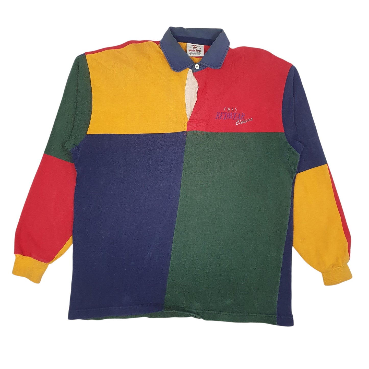 Mens Navy Barbarian Rugby Long Sleeve Polo Shirt