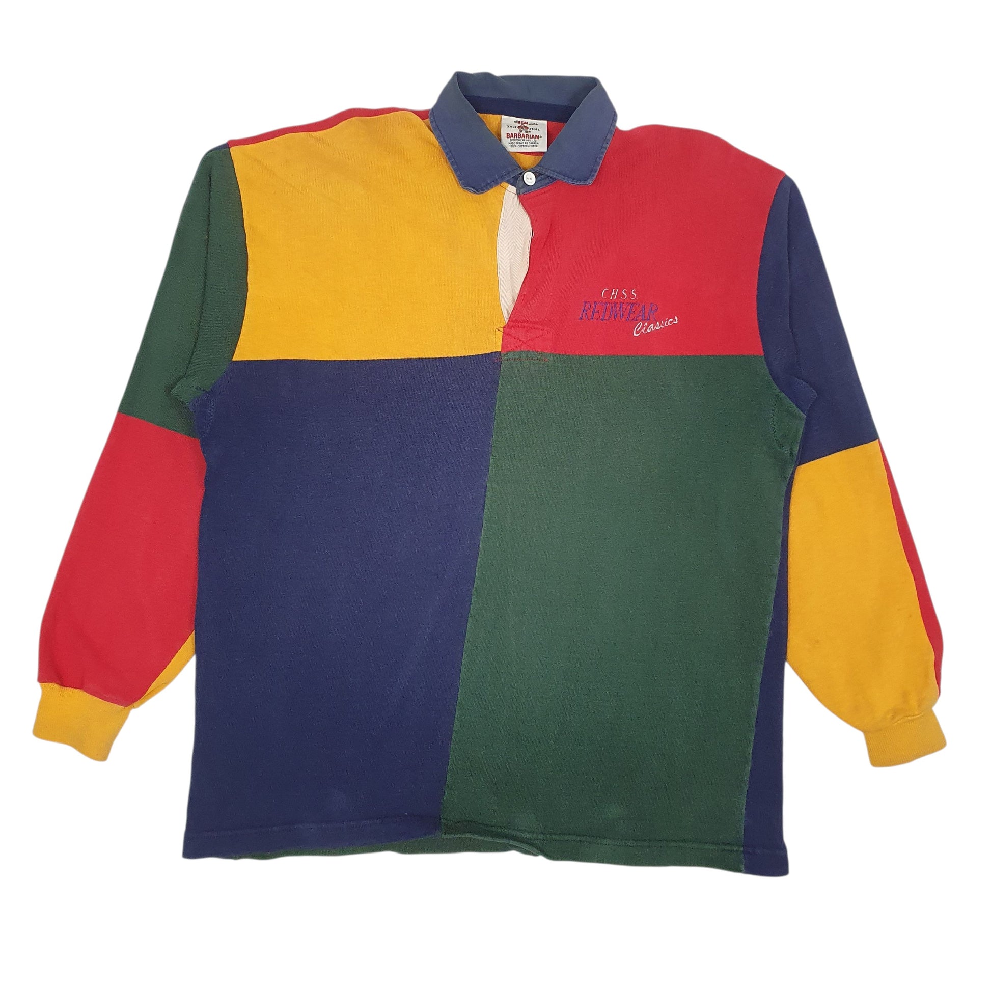 Mens Navy Barbarian Rugby Long Sleeve Polo Shirt