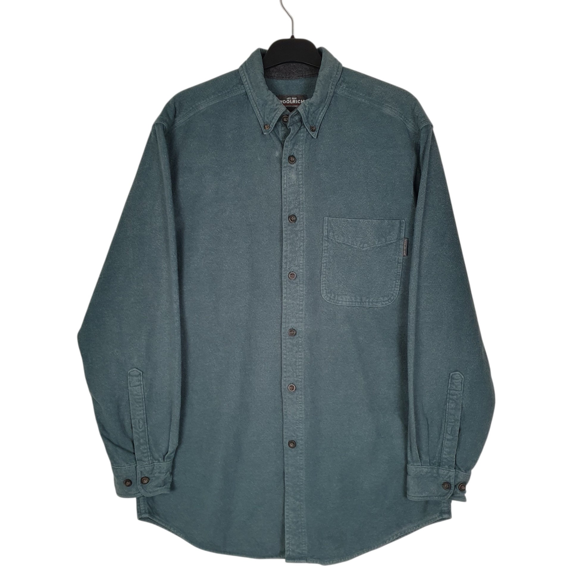 Mens Blue Woolrich Thick Chamois Long Sleeve Shirt