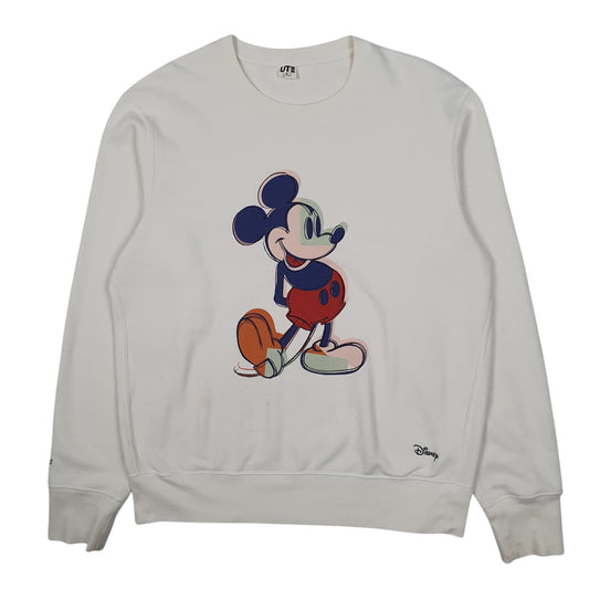 Mens Cream Uniqlo Disney Mickey Mouse Crewneck Jumper