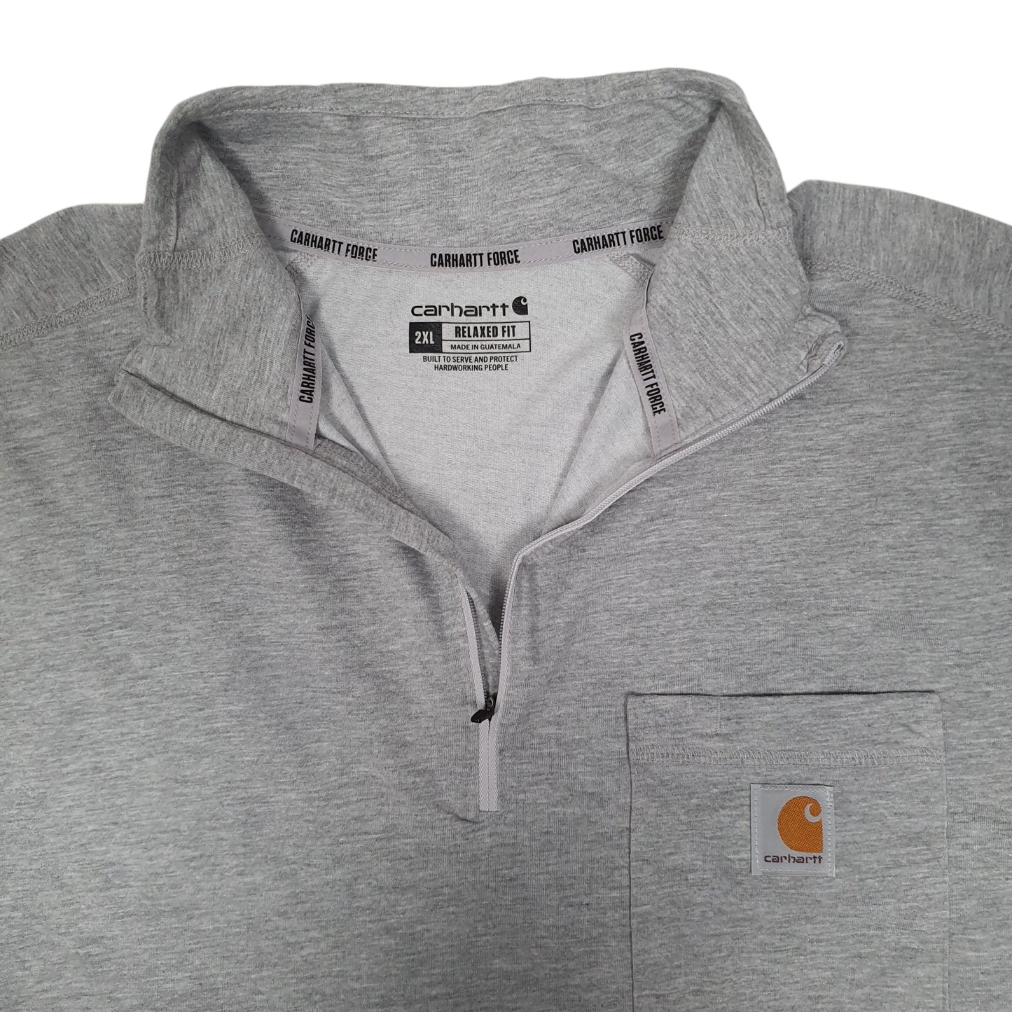 Mens Grey Carhartt Force Activewear Quarter Zip Jumper