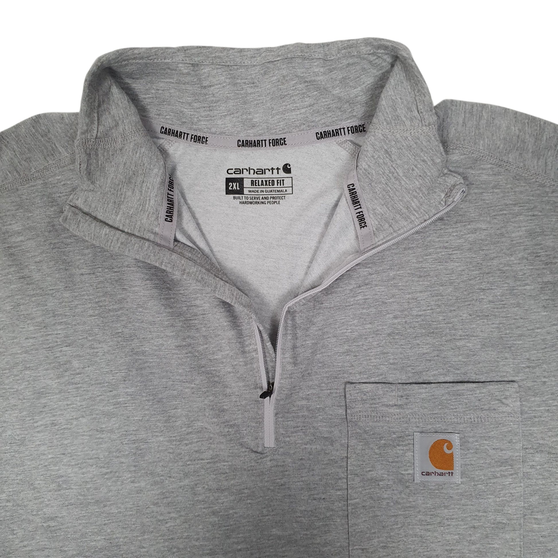 Mens Grey Carhartt Force Activewear Quarter Zip Jumper