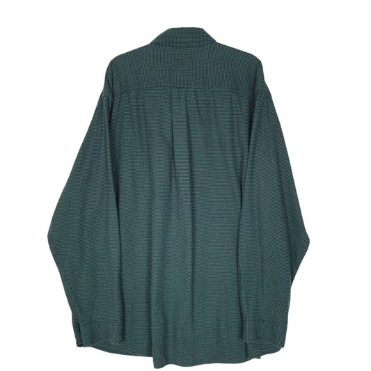 Mens Green L.L.Bean Houndstooth Flannel  Shirt