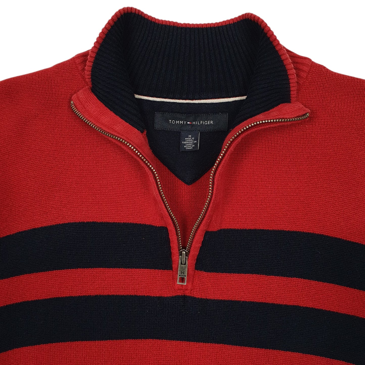 Mens Red Tommy Hilfiger  Quarter Zip Jumper