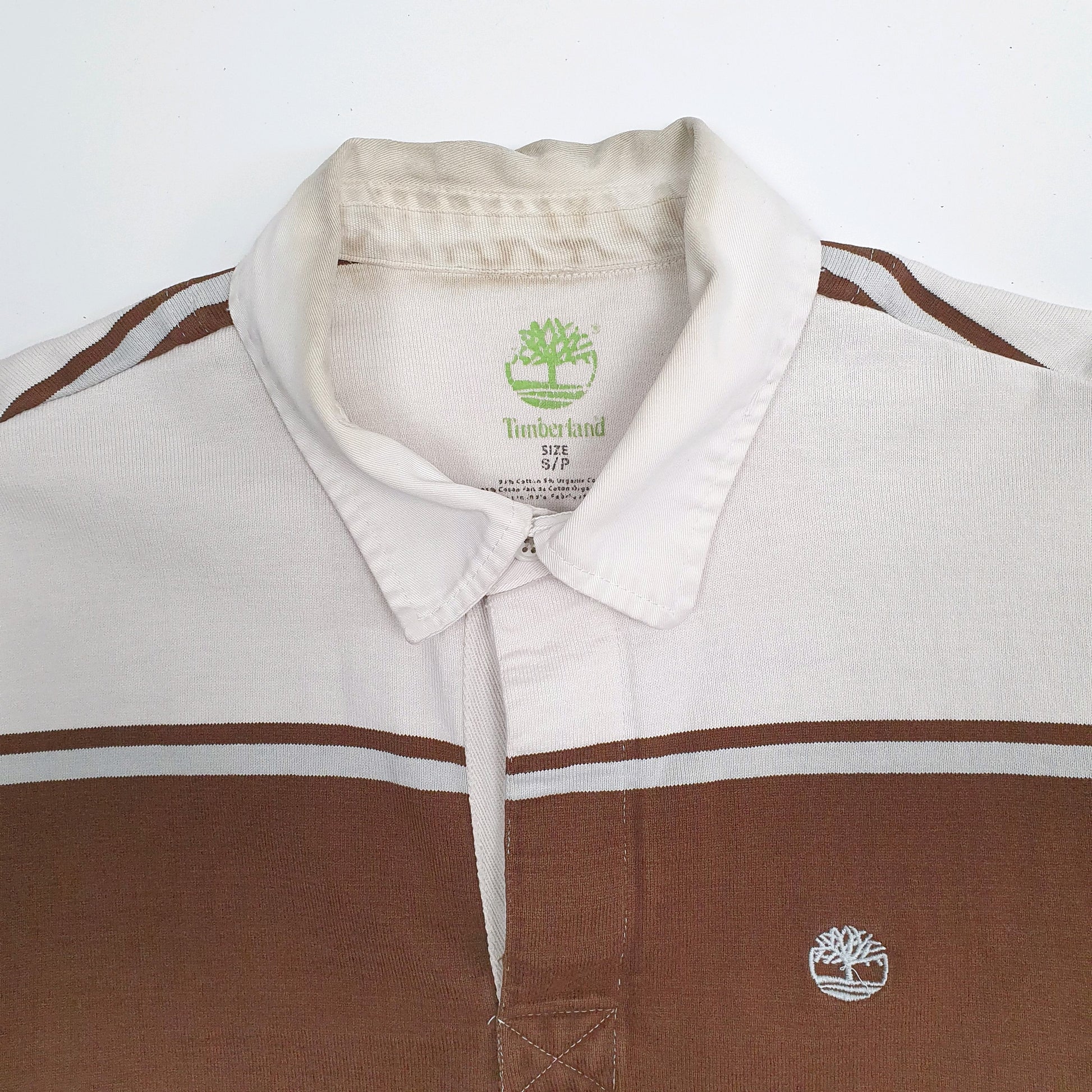 Mens White Timberland Rugby Crewneck Polo Shirt