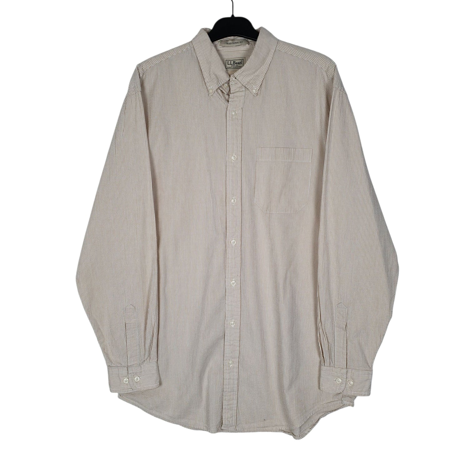 Mens Beige L.L.Bean Tall Long Sleeve Shirt