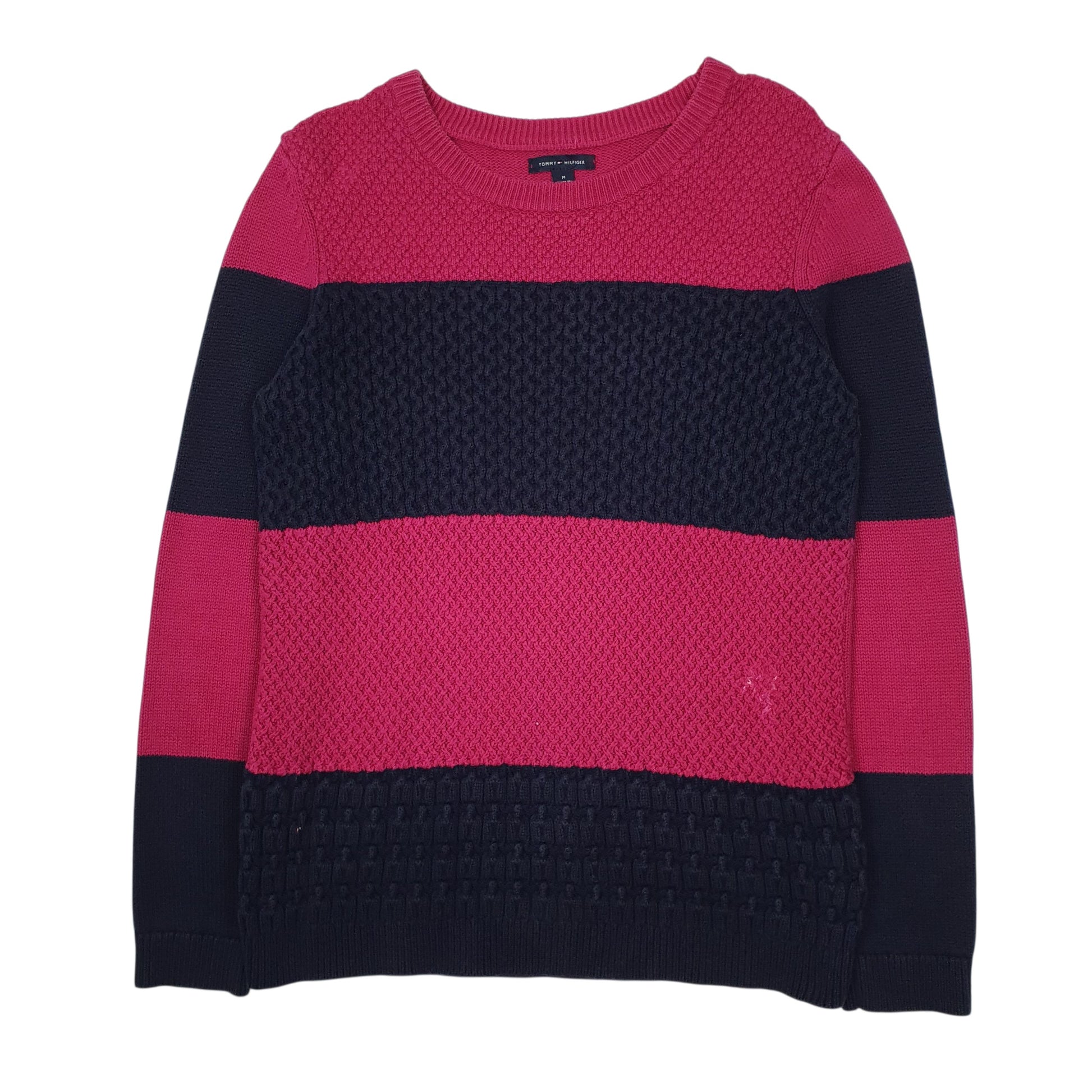 Womens Pink Tommy Hilfiger Chunky Knit Crewneck Jumper