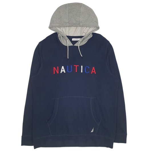 Mens Navy Nautica Spellout Hoodie Jumper