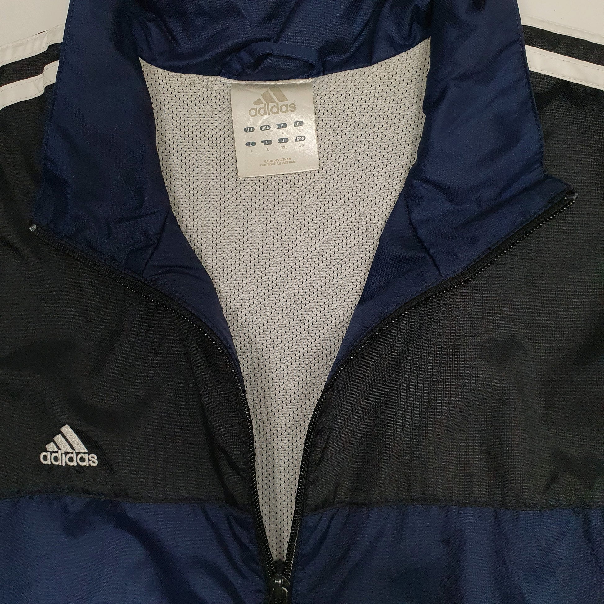 Mens Navy Adidas Track Crewneck Coat