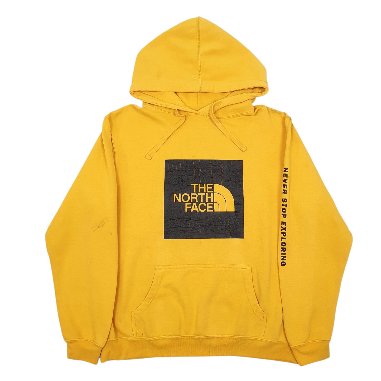 Mens Yellow The North Face Spellout Hoodie Jumper