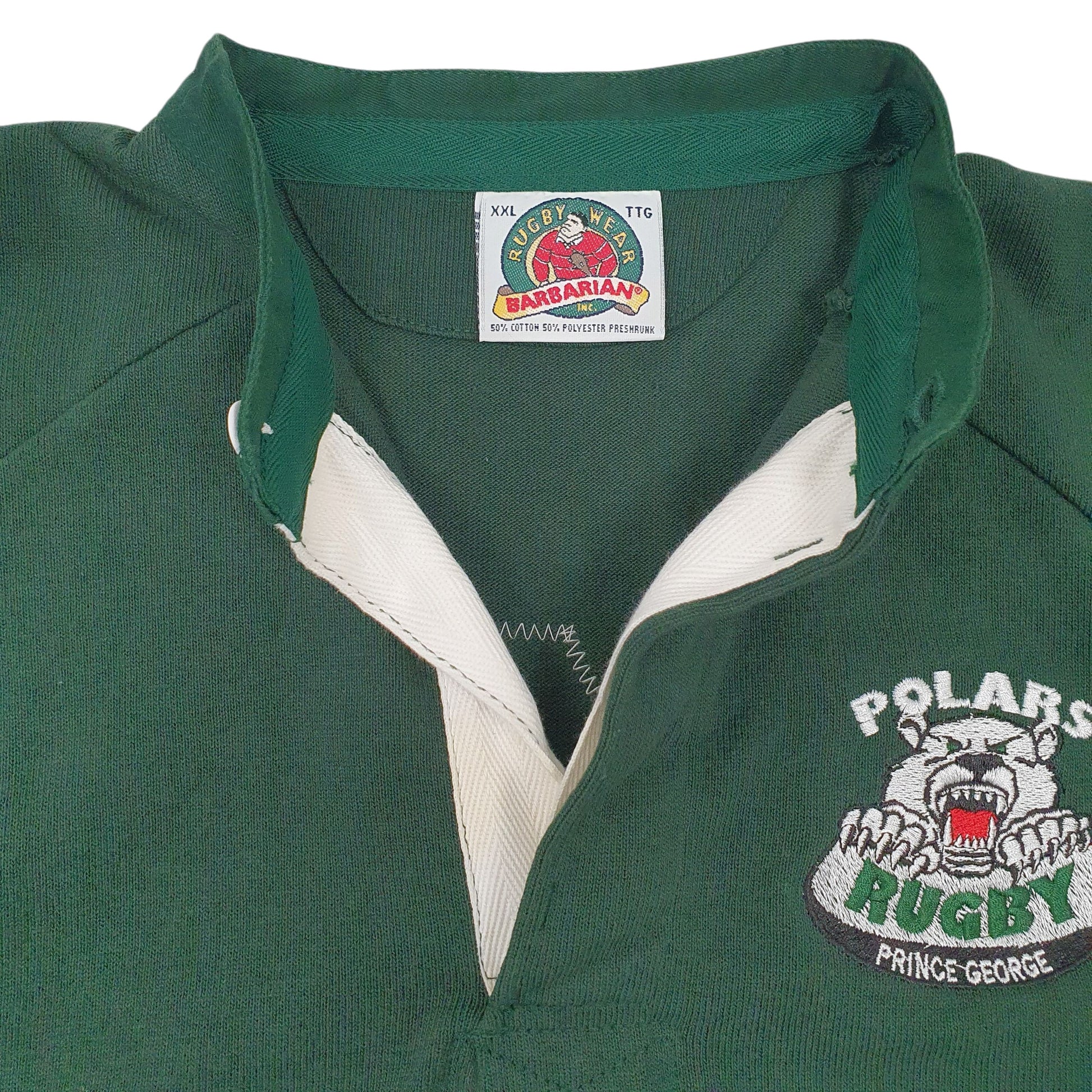 Mens Green Barbarian Rugby Crewneck Polo Shirt
