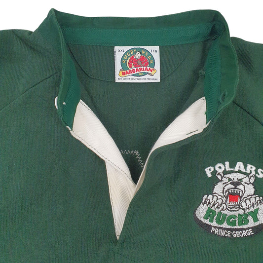 Mens Green Barbarian Rugby Crewneck Polo Shirt