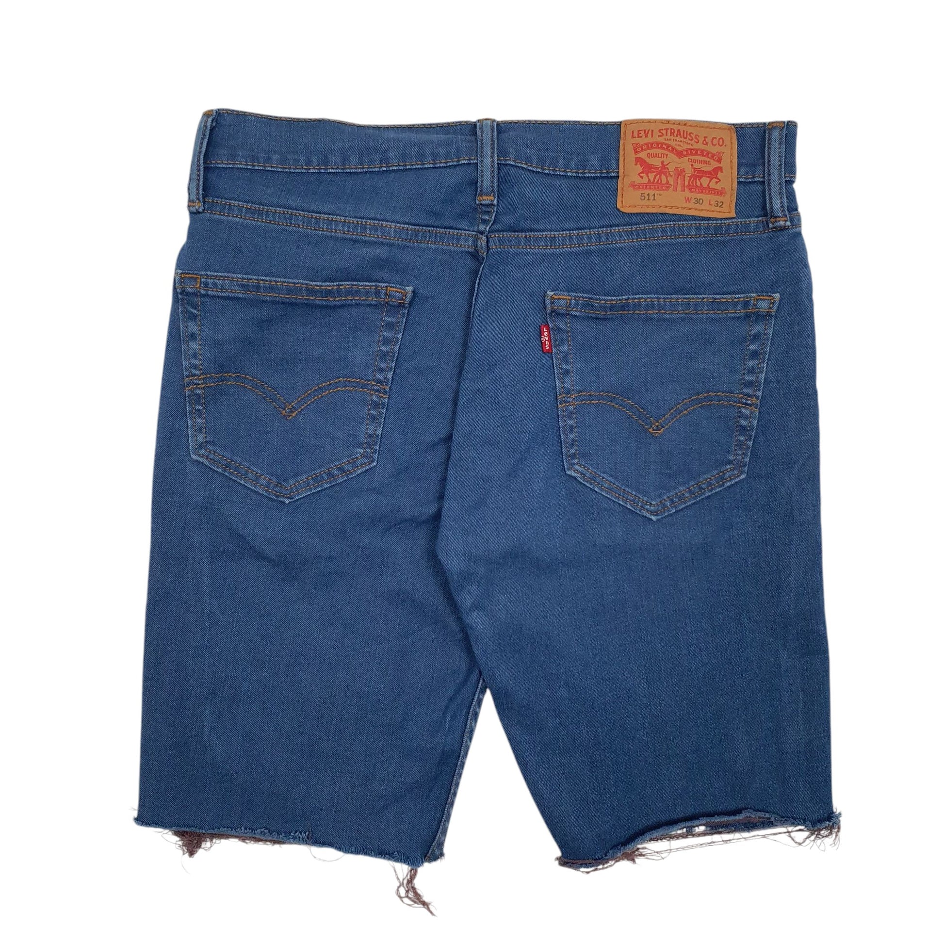 Mens Blue Levis 511 Cutoff Hoodie Shorts
