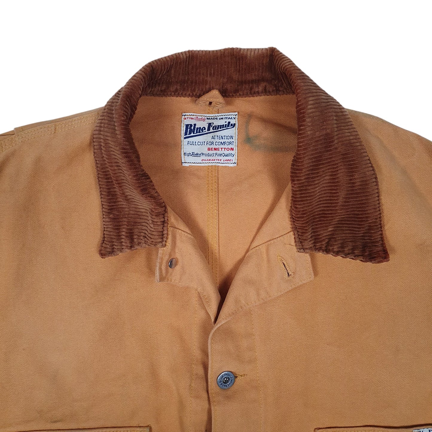 Mens Tan Benetton Vintage 1970s Chore Made in Italy  Coat