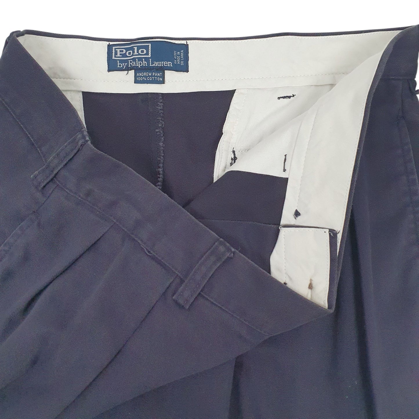 Mens Navy Polo Ralph Lauren Andrew Pant Pleated  Trousers