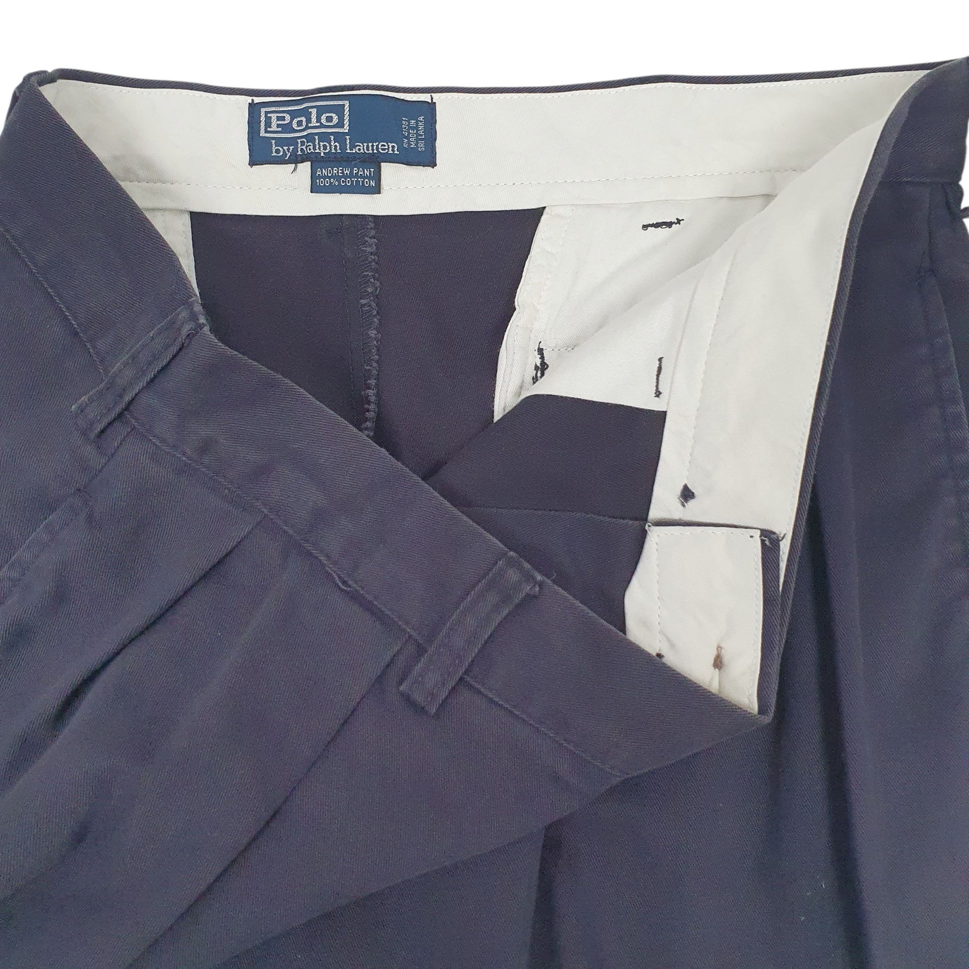 Mens Navy Polo Ralph Lauren Andrew Pant Pleated  Trousers