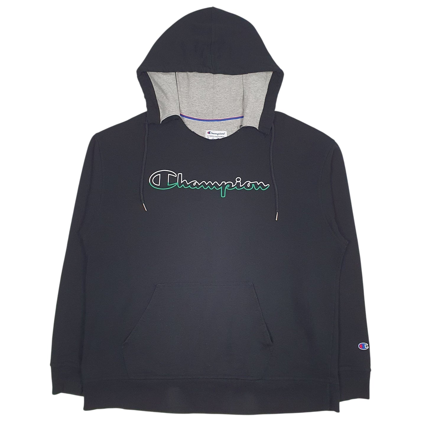 Mens Black Champion Spellout Hoodie Jumper