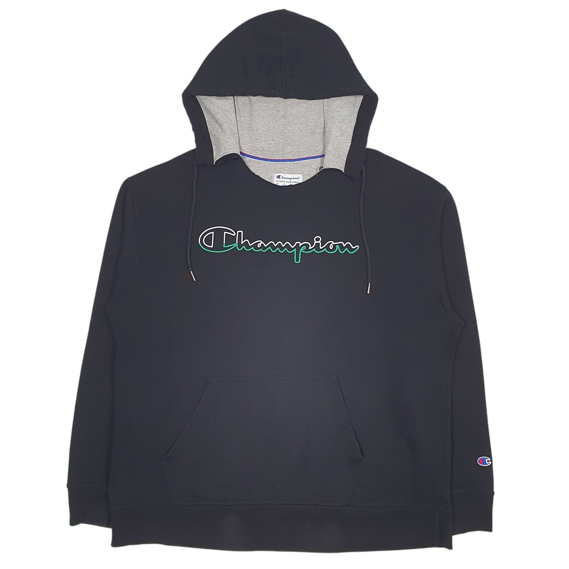 Mens Black Champion Spellout Hoodie Jumper
