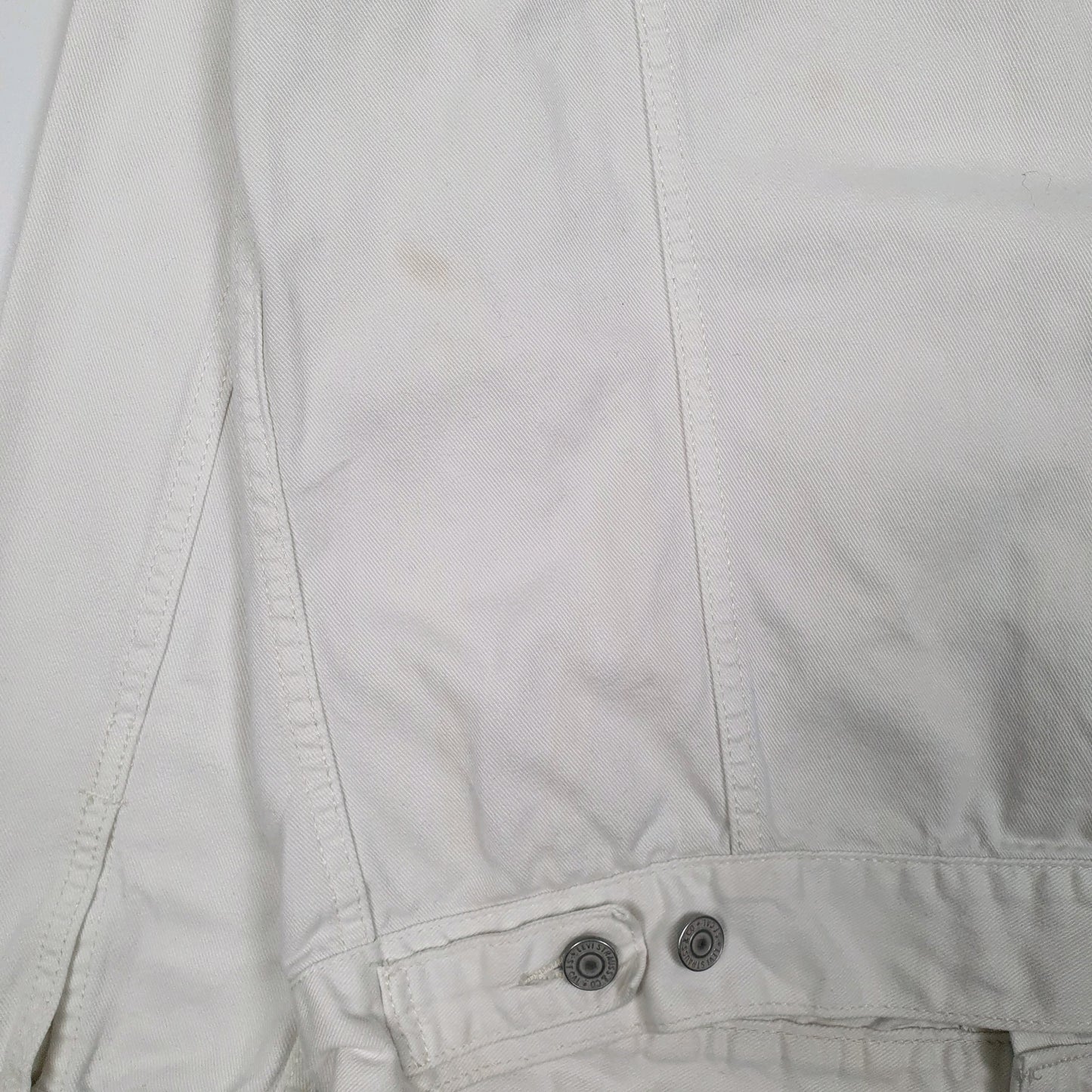 Mens White Levis Type 3 Trucker Crewneck Coat