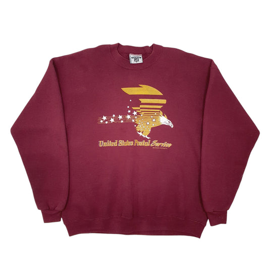 Mens Burgundy Lee Vintage US Post Made In USA Crewneck Jumper