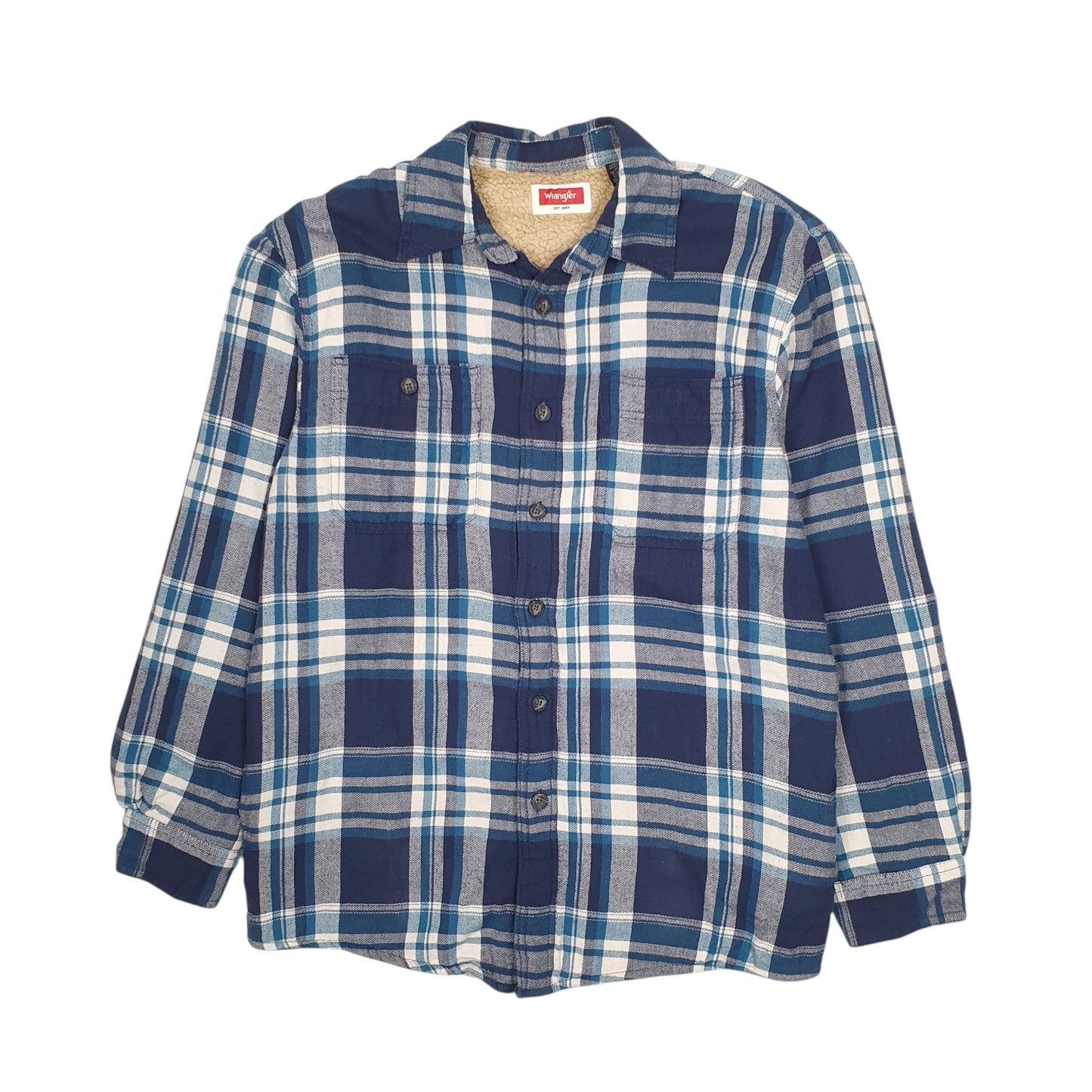 Mens Blue Wrangler Sherpa Lined  Coat