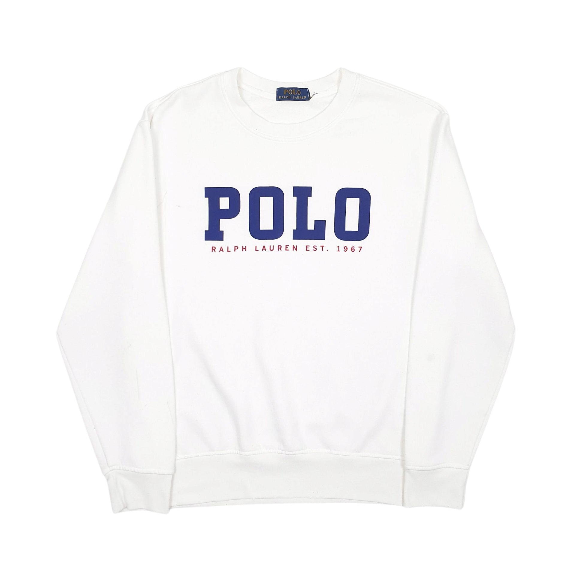 Mens White Polo Ralph Lauren Spellout Crewneck Jumper