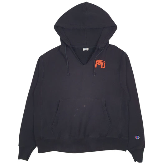 Mens Black Champion Reverse Weave Hoodie Jumper