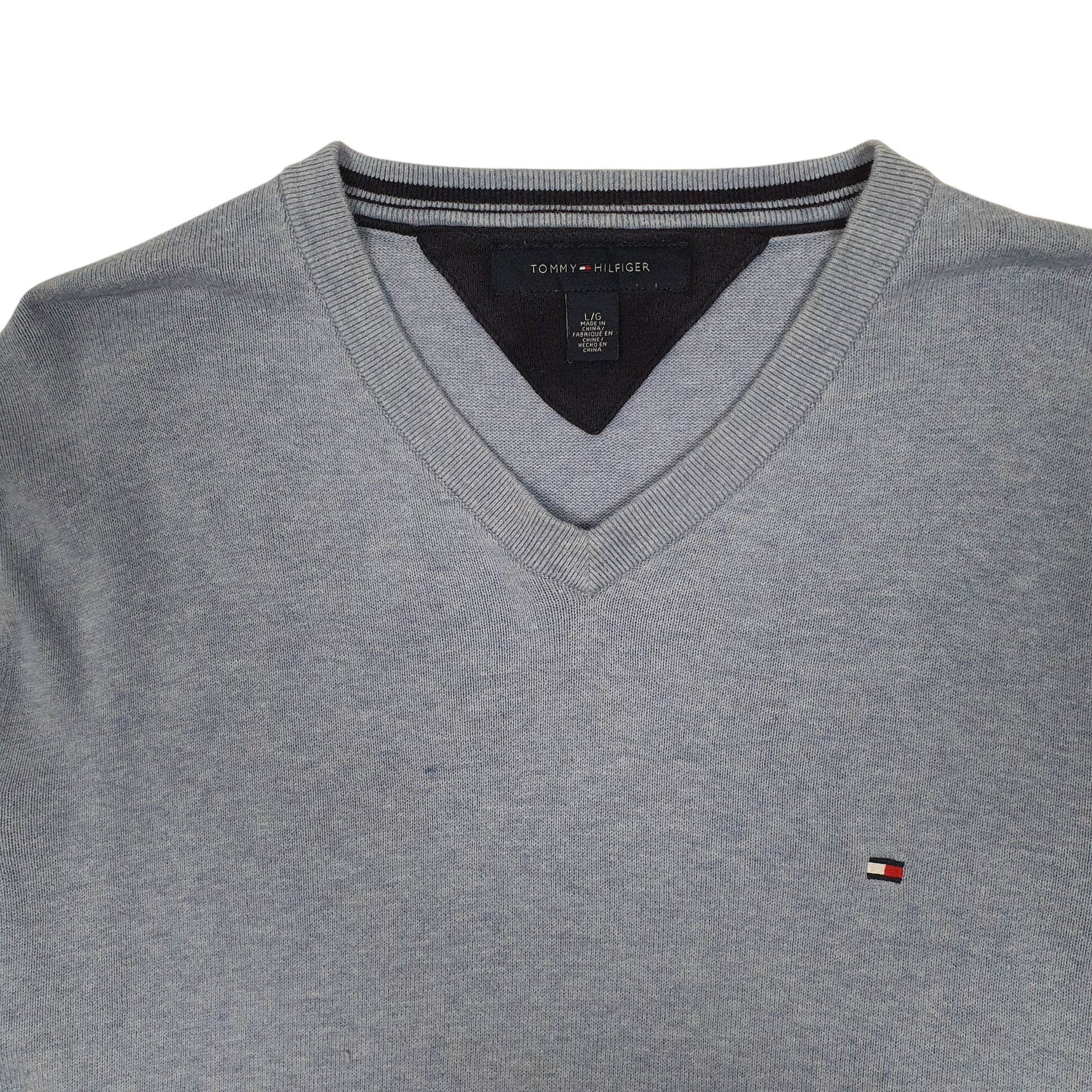 Mens Blue Tommy Hilfiger  V Neck Jumper