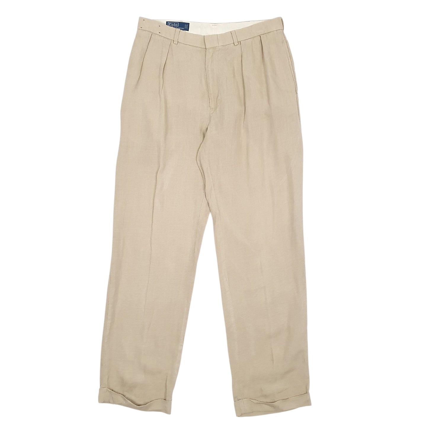 Mens Beige Polo Ralph Lauren Pleated Chino Trousers