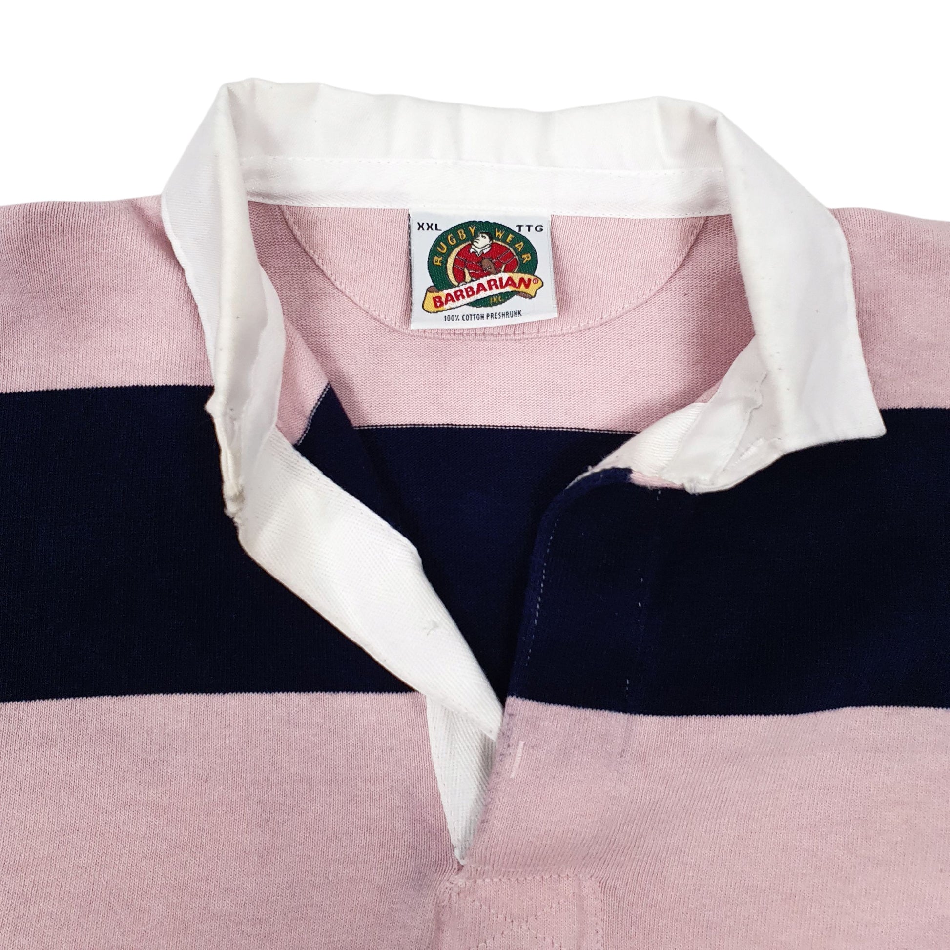 Mens Pink Barbarian Rugby Crewneck Polo Shirt