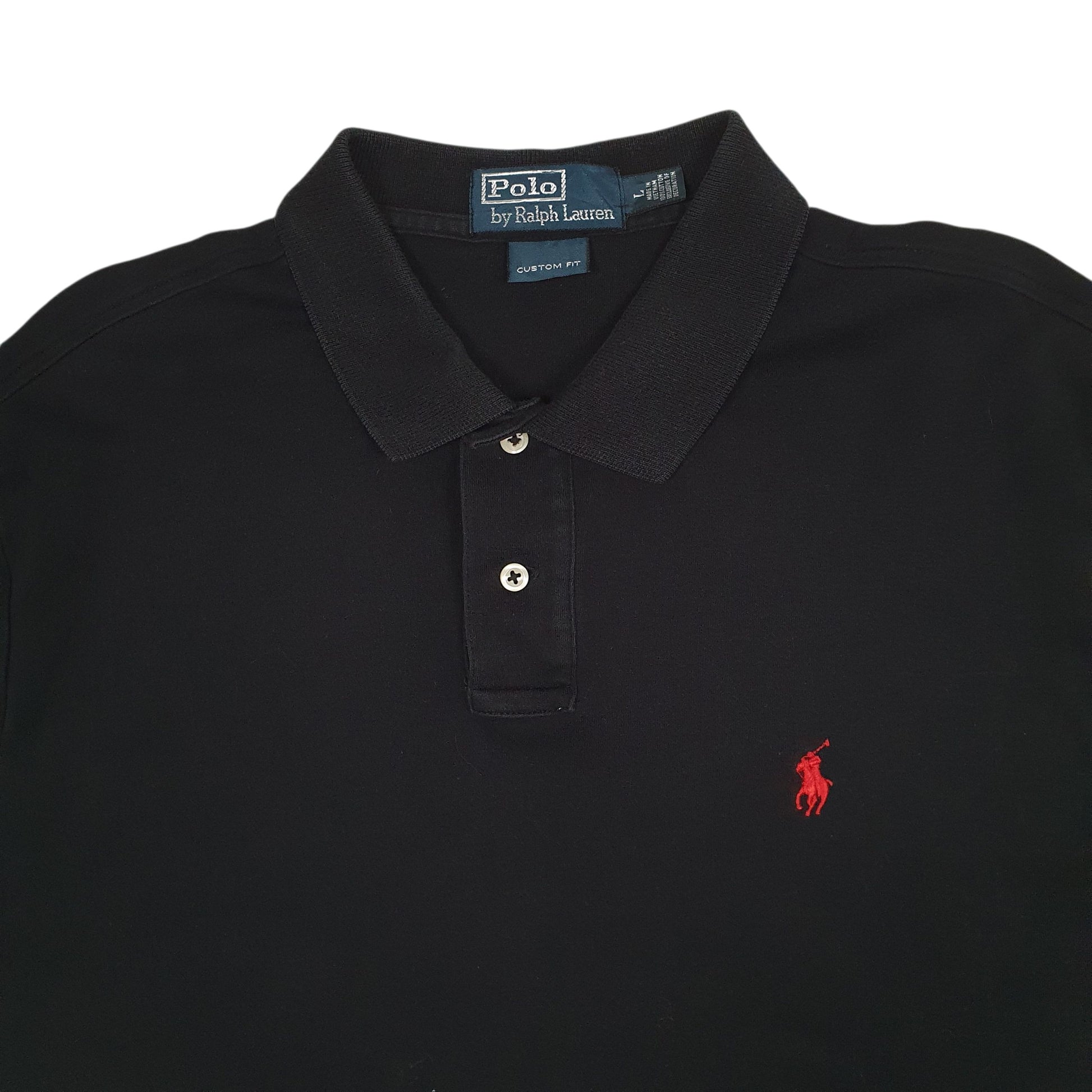Mens Black Polo Ralph Lauren Custom Fit  Polo Shirt