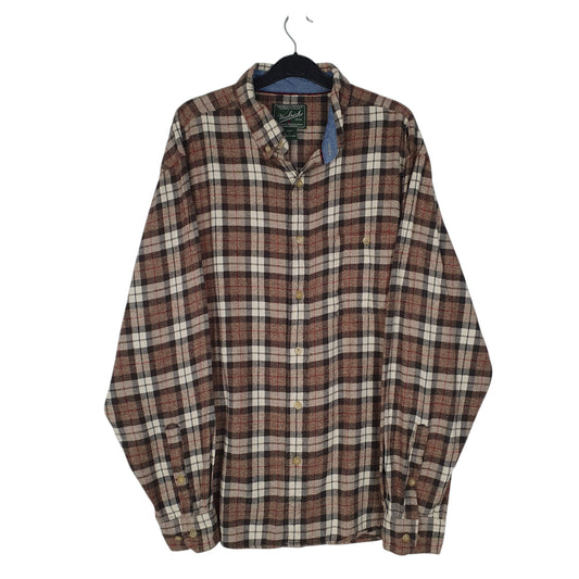 Mens Brown Woolrich Thick Flannel Plaid Long Sleeve Shirt